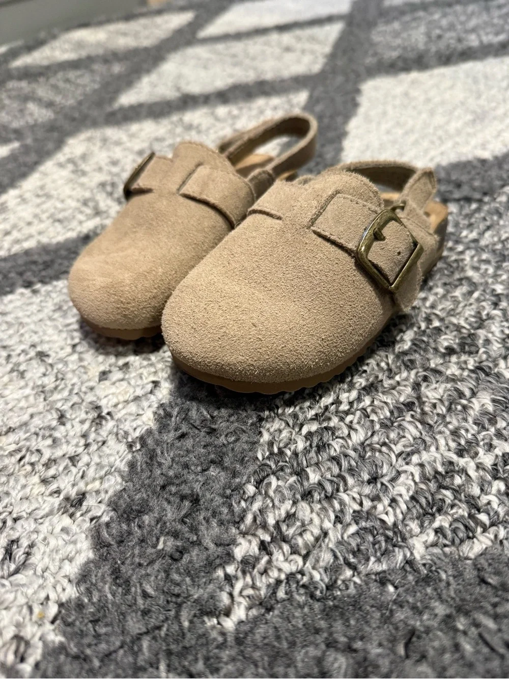Cat&Jack Beige Suede Buckle Clogs - Comfortable Everyday Shoes